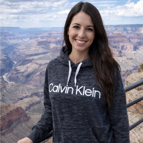 Calvin Klein Tops - Calvin Klein Performance Charcoal Logo Hoodie Cozy Athleisure Sweatshirt •Size L